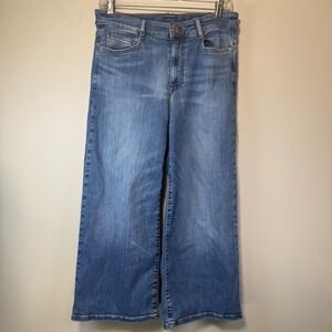 J.Jill High-Rise Full-Leg Crops Women 10P Blue Excellent Wide Leg Denim Jeans